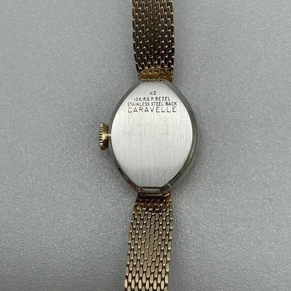 Vintage Caravelle Womens Watch 14mm 10K Rolled Gold Plated Manual Wind